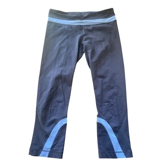 Lululemon Break Free Leggings Women 17 Yoga Gym Cropped Drawstring Low Rise Blue - Picture 1 of 8